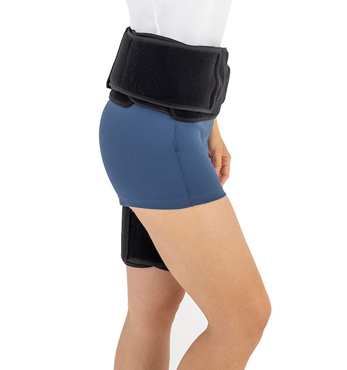 Hip bandage with adjustable articulated stabilizer