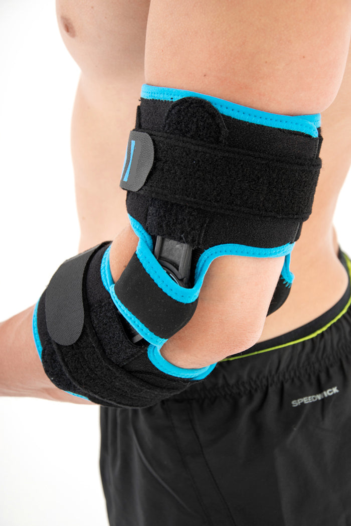 Single-Axis 1R articulated elbow flexion-extension limitation and lockable splint
