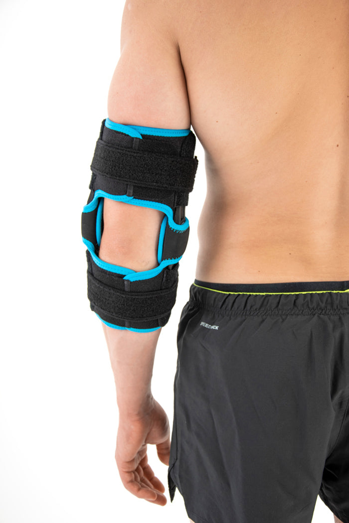 Single-Axis 1R articulated elbow flexion-extension limitation and lockable splint
