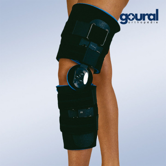 Adjustable knee brace in flexion-extension foam fabric