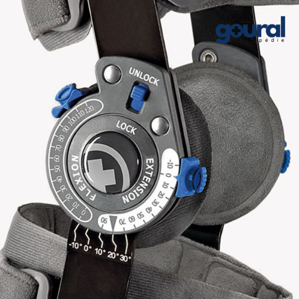 Post-op mobilization telescopic knee brace. More