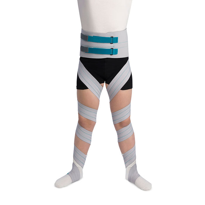 Attelle-bandage de dérotation tibio-fémorale bilatérale