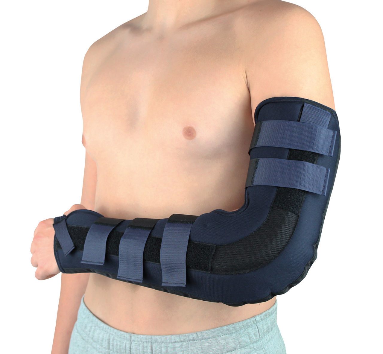 Orthèse d'immobilisation du coude et main formable