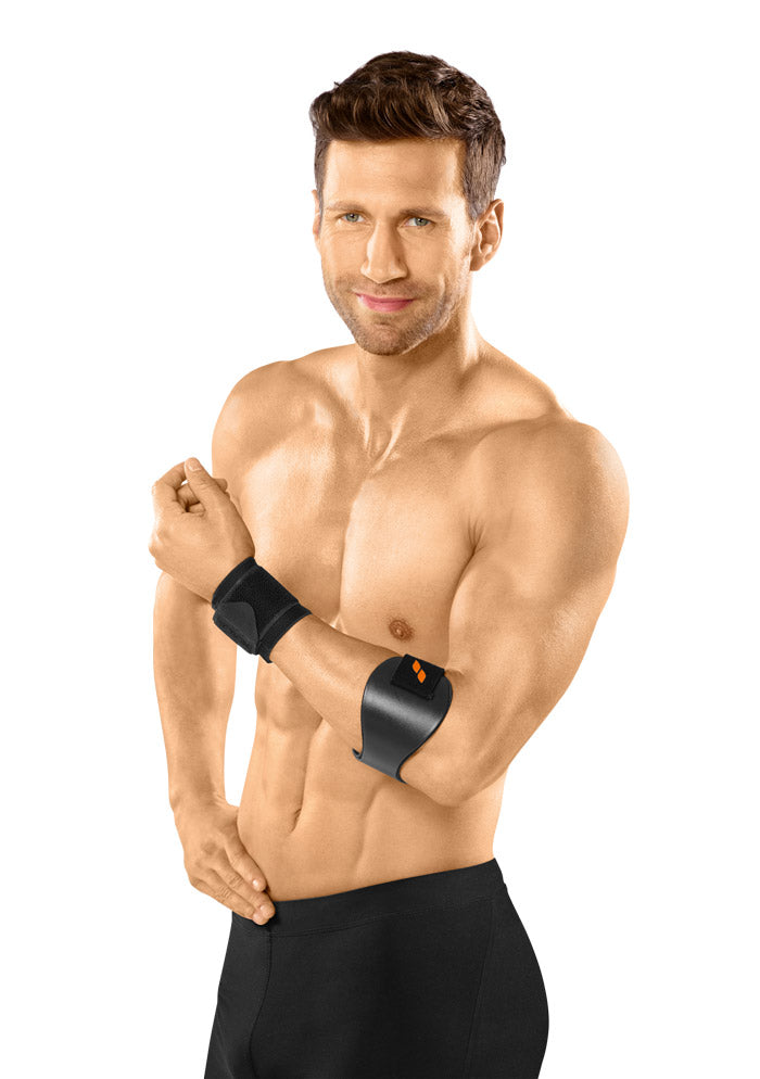 Bandage semi-rigide anti-épicondylite Epi-Hit Classic + poignet de force pour le traitement du tennis elbow