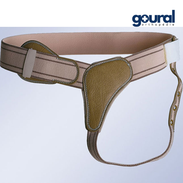 Reinforced lateral hernia truss with buckle closure
