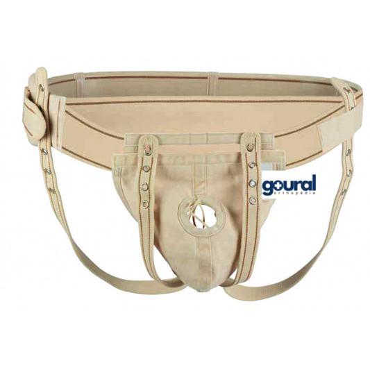 Hernia truss for reduction of inguinal and scrotal hernias
