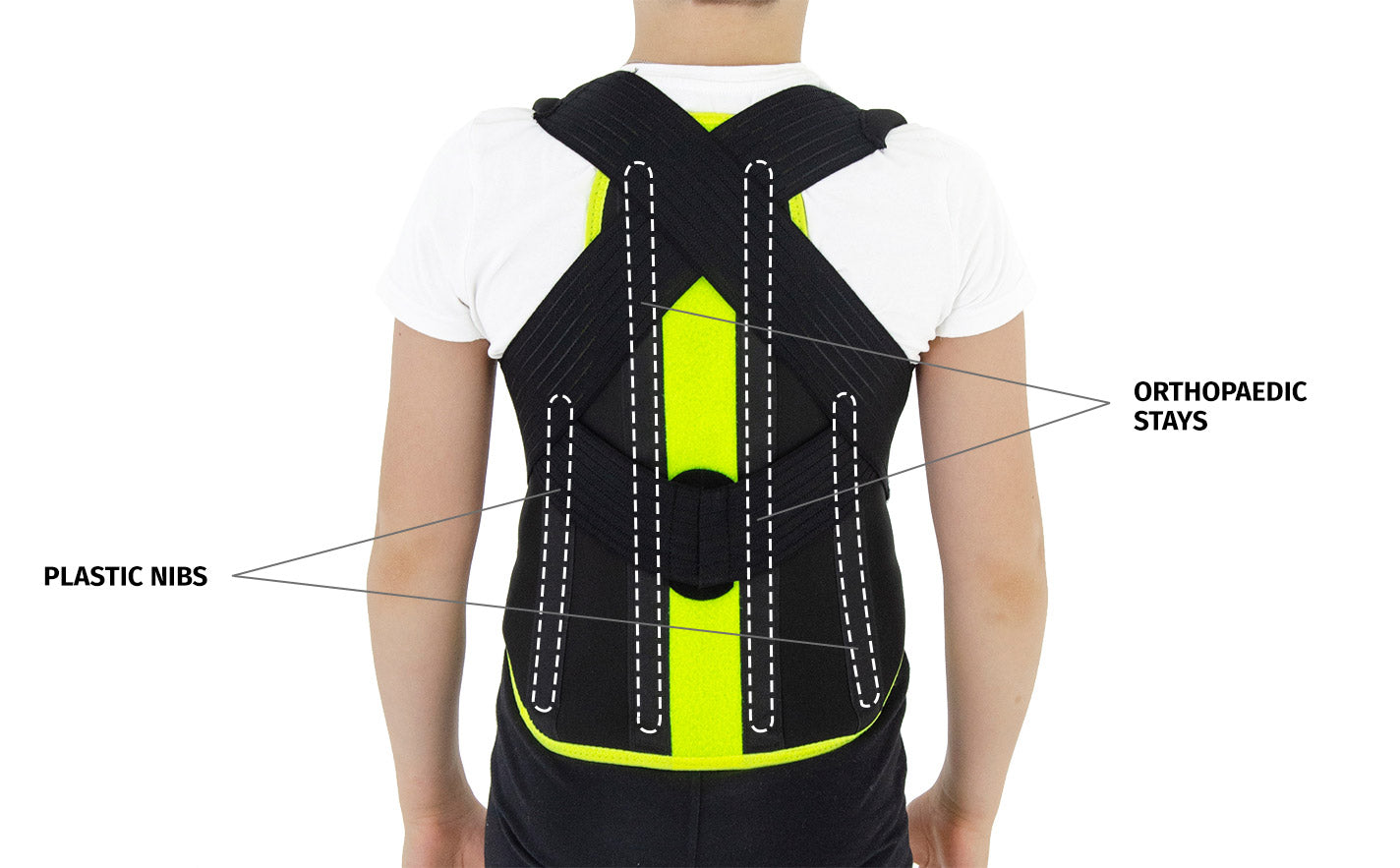 Ceinture-Corset dorso-lombaire avec rappel de posture anti-cyphose pédiatrique