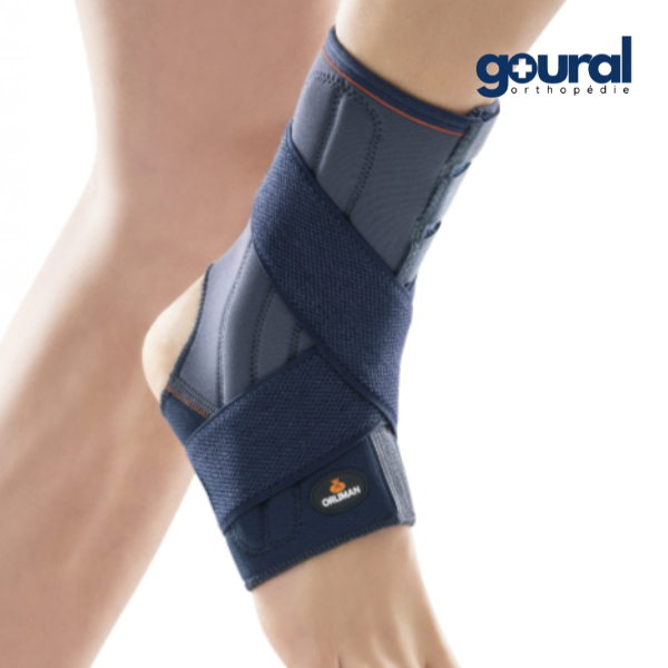 Neoprene ankle brace with spiral stabilizers and straps