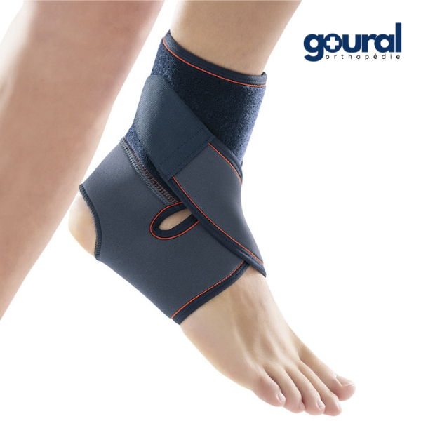 Neoprene ankle brace, fully opening and adjustable tension, one size