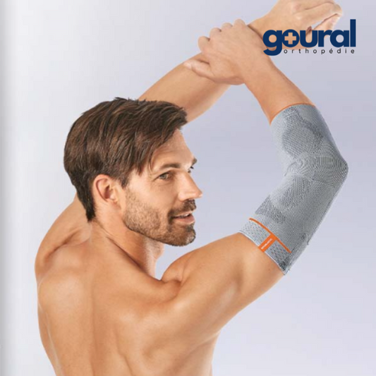 Epidyn-Stabil elbow pad with passive extension effect silicone inserts