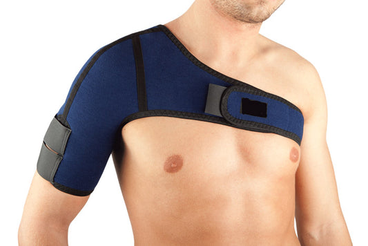 Adjustable biceps goural stabilization shoulder pad