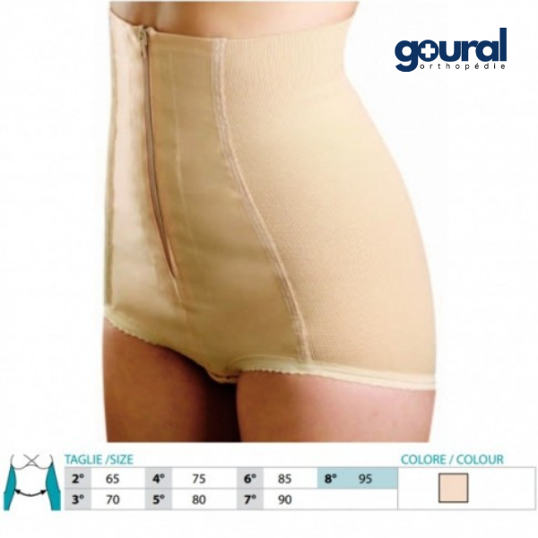 High abdominal support sheath with zip closure