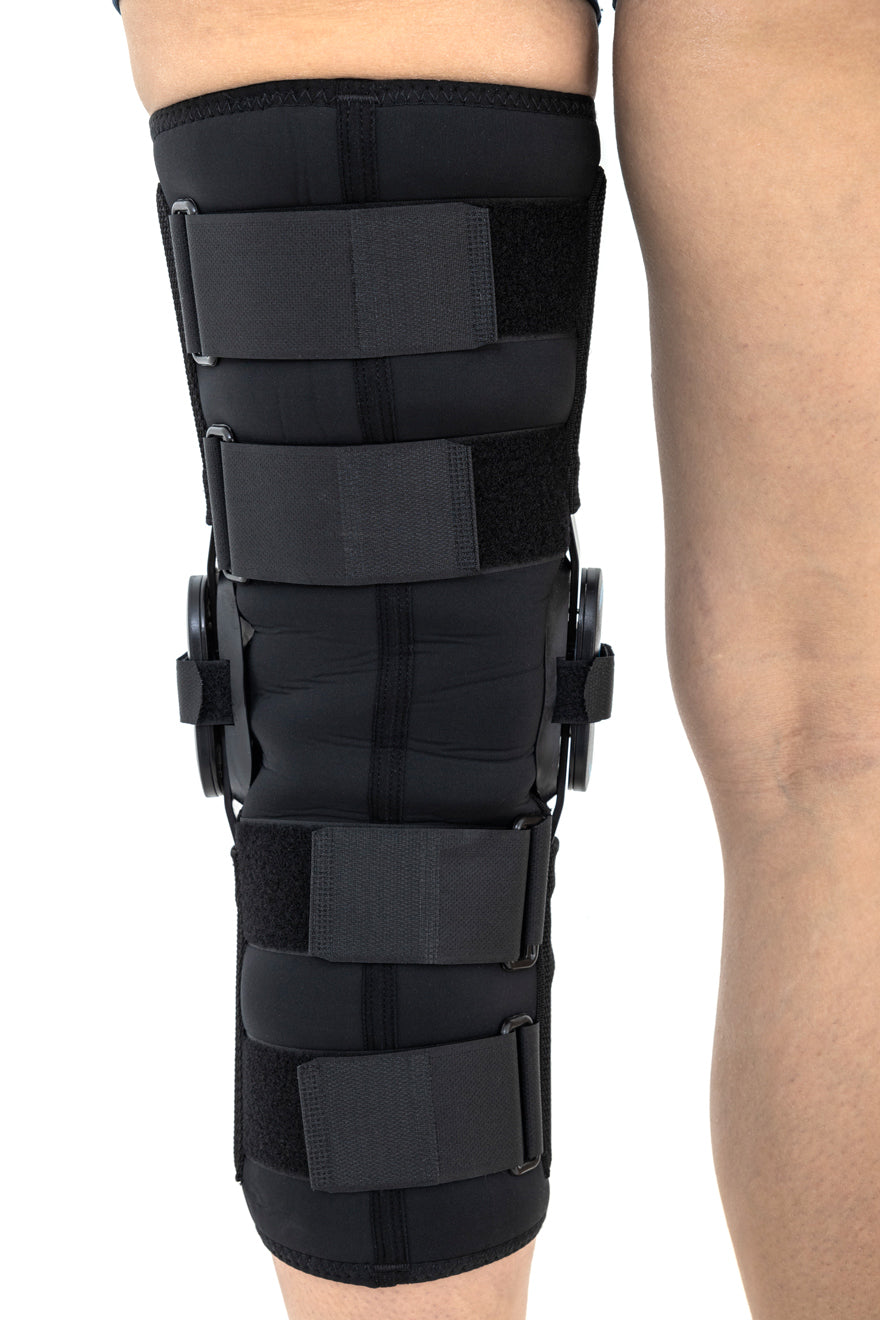 Genouillère ligamentaire longue avec baleines rigides articulées asymétriques exclusives goural Activ pren 2Ri