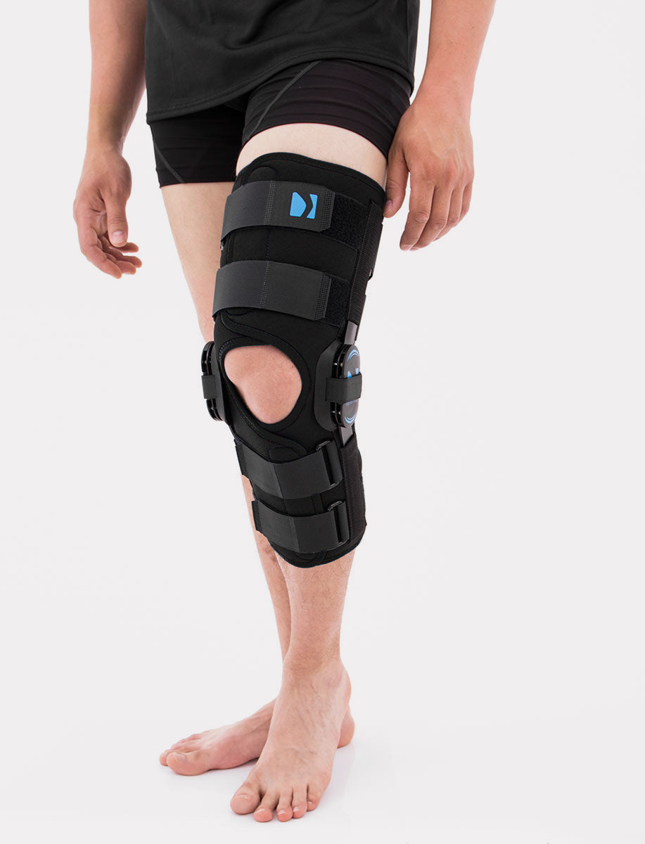 Genouillère ligamentaire longue avec baleines rigides articulées asymétriques exclusives goural Activ pren 2Ri