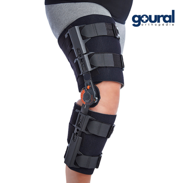 Knee orthosis-splint with monocentric articulation