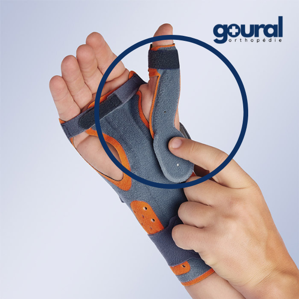 Support de pouce pour orthèse d'immobilisation poignet-pouce