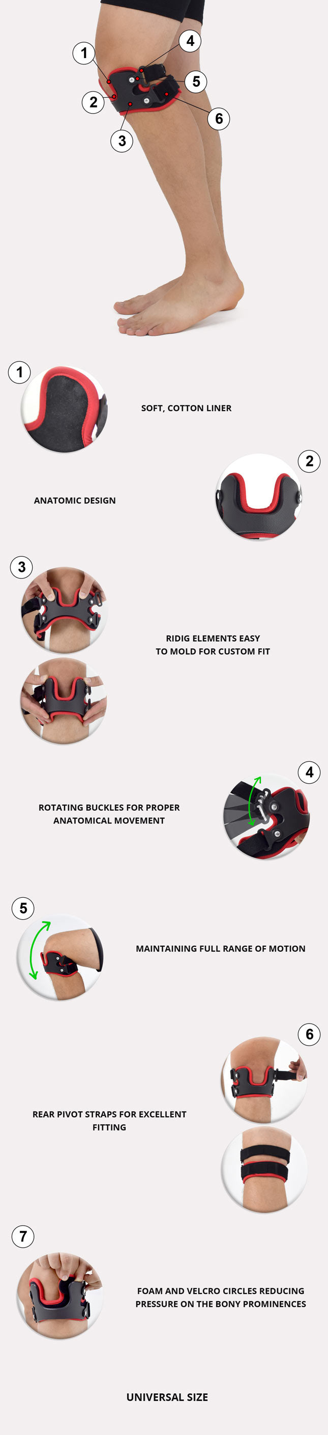 RDP Carbon Goural Dynamic Foot Lifter (Knee Support + Adjustable Tension Elastic + Hooks)