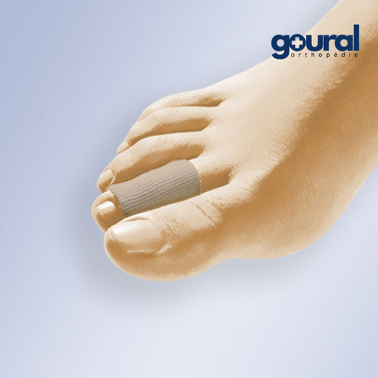 Tube en gel recouvert de tissu de protection des orteils