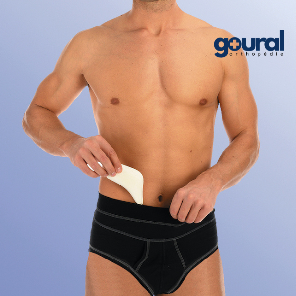 Slip herniaire cuisses échancrées pour réduction de hernie inguinale (avec pelotes) Alta