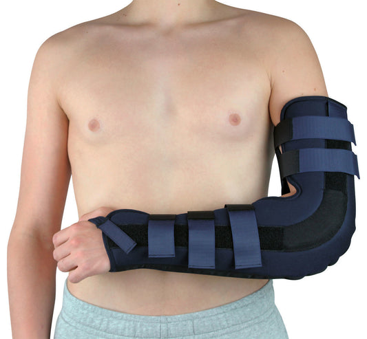 Orthèse d'immobilisation du coude et main formable