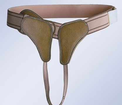 Reinforced bilateral hernia truss with buckle closure