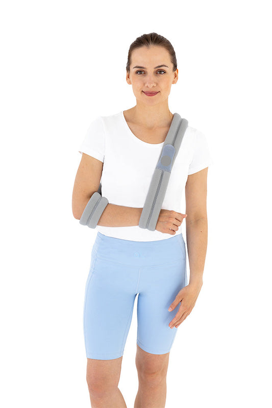 Bandage de maintien de l'épaule et coude compatible avec plâtre