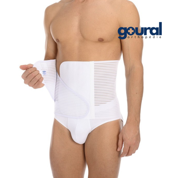 Abdominal support belt with adjustable cotton panel double closure 24 or 27 cm