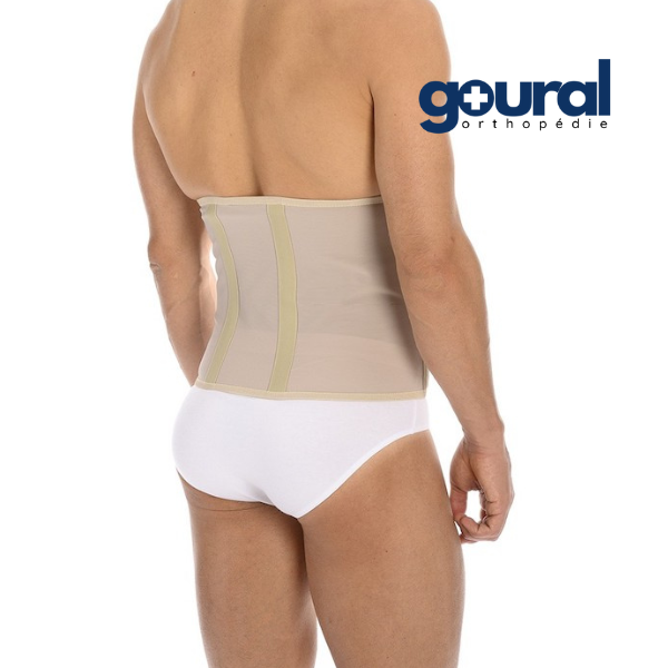 Whale-shaped abdominal support belt with 3 Velcro closures, 27 or 32 cm