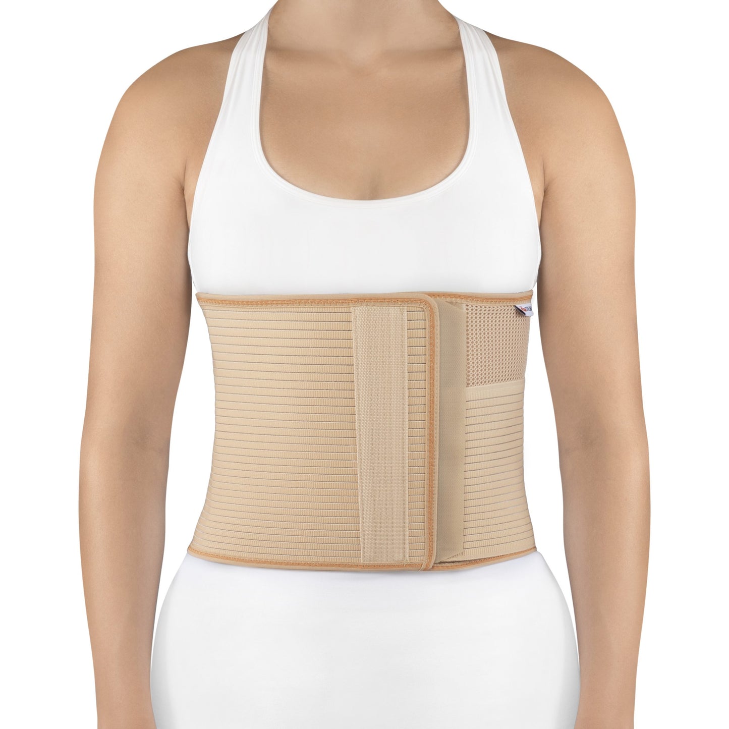 Ceinture de maintien abdominale avec zone de découpe pour stomie avec plastron StomaCare