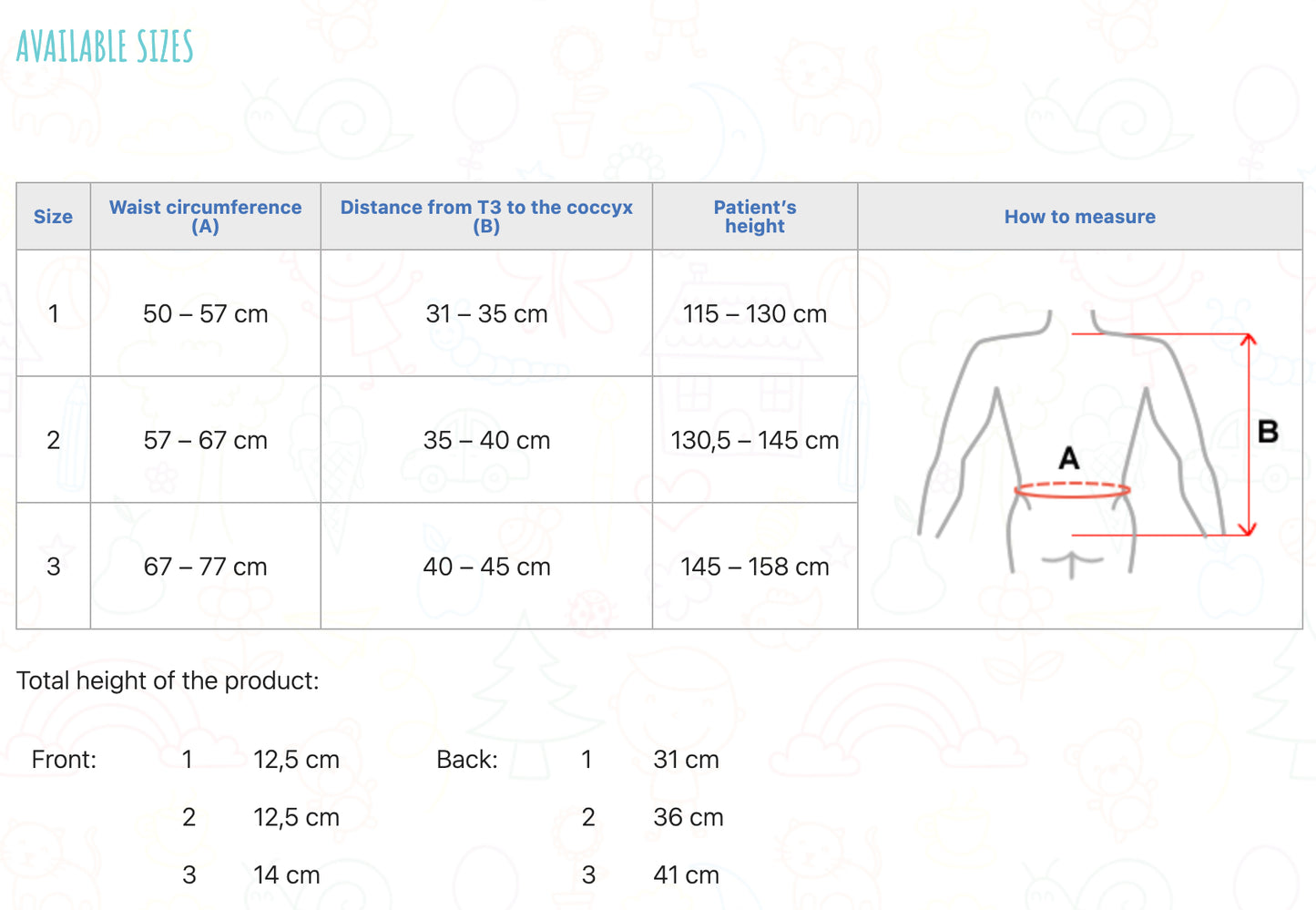 Ceinture-corset dorso-lombaire pédiatrique