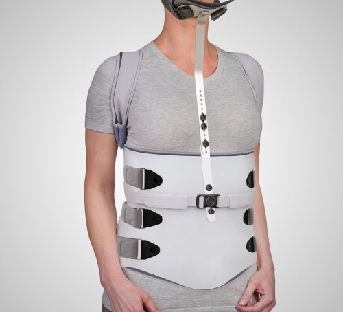 Corset d'immobilisation vertébrale bi-valve avec appui occipital