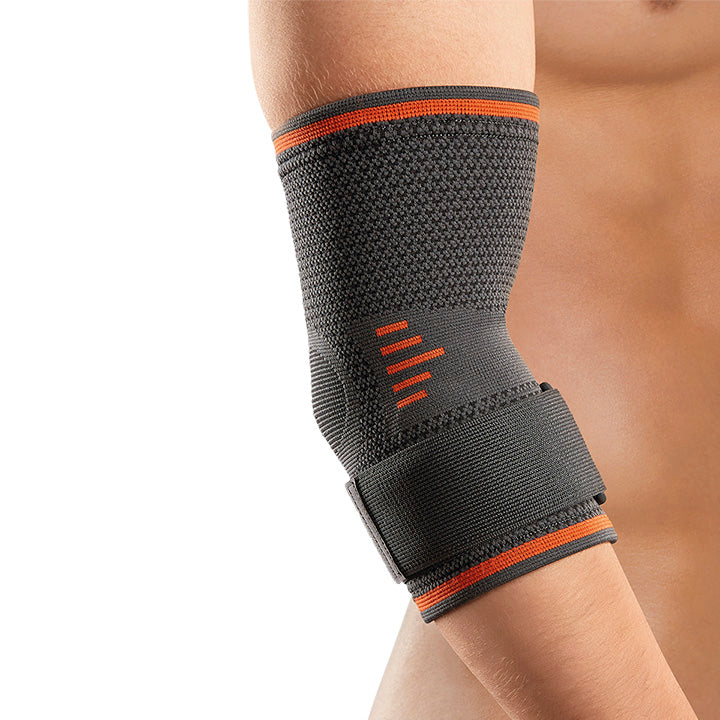 Elbow pad for sports practice with gel inserts and strap