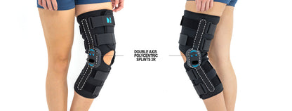 Long ligament knee brace with exclusive asymmetrical articulated rigid stays goural Activ pren 2Ri