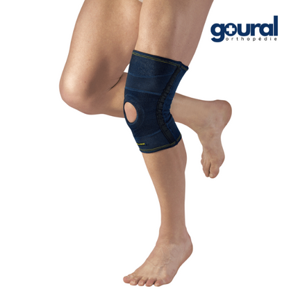 Genouillère ligamentaire à fenêtre rotulienne