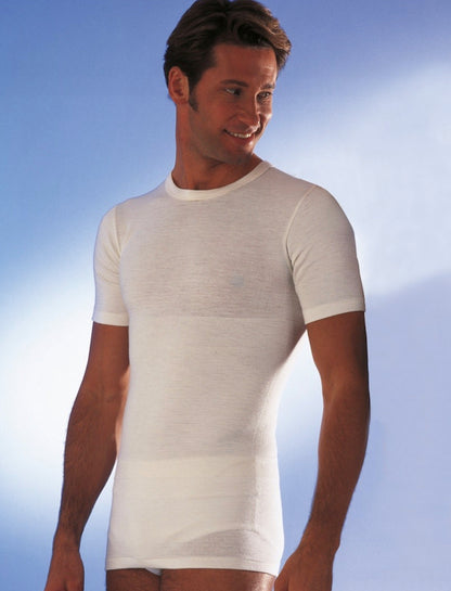 Sous-vêtement tricot de peau manches courtes mérinos Homme de maintien abdominal