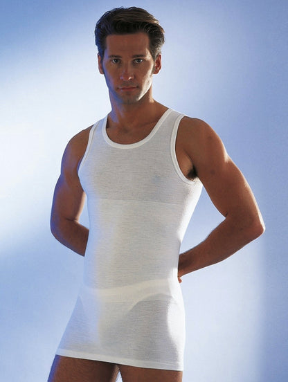 Sous-vêtement tricot de peau sans-manche mérinos Homme de maintien abdominal